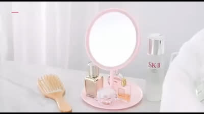 LED Makeup Mirror 3 Light Mode USB Rechargeable Adjustable Rotation Countertop Cosmetic Mirror