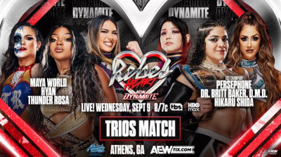 Dr. Britt Baker DMD, Hikaru Shida & Persephone vs. Hyan, Maya World & Thunder Rosa - AEW Dynamite Rebel Heart (2026-09-09)